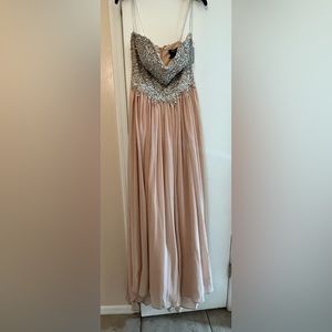 Terani Couture Strapless Beaded Gown, Nude, size 8